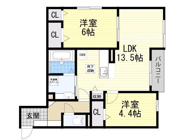LA LUCE(2LDK/1階)の間取り写真