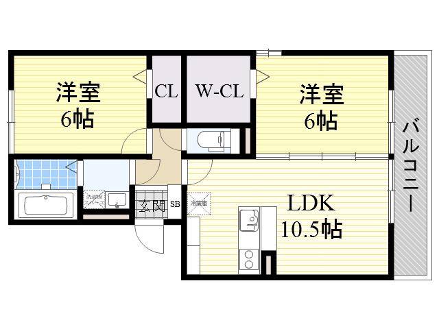 グランシャリオ(2LDK/3階)の間取り写真
