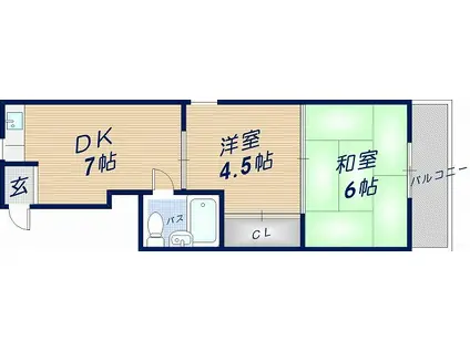 平石マンション(2DK/3階)の間取り写真