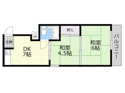 平石マンション(2DK/1階)の間取り写真