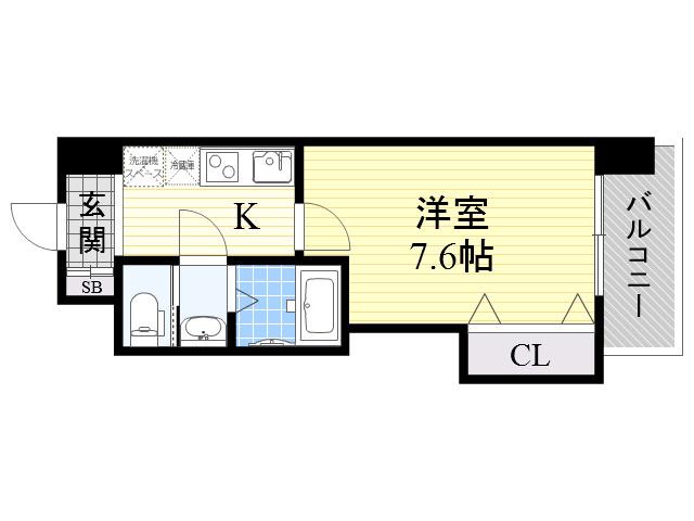 LUXE布施北1(1K/10階)の間取り写真