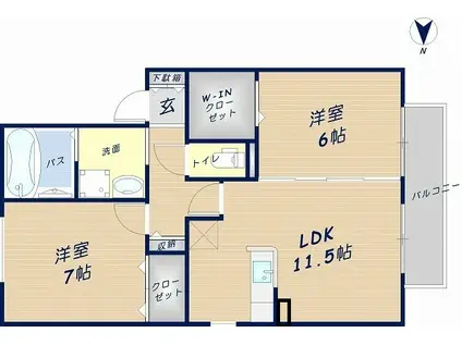 RISA A棟(2LDK/2階)の間取り写真