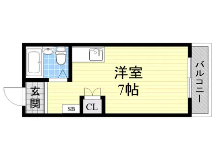 ハイム永塚(ワンルーム/2階)の間取り写真