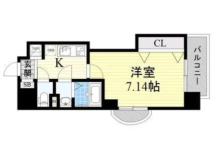 LUXE布施駅前(1K/5階)の間取り写真