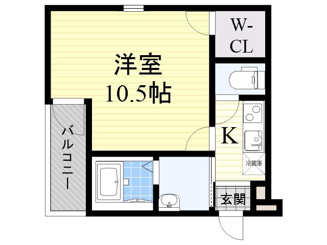 フジパレス吉田本町Ⅲ番館(1K/3階)の間取り写真