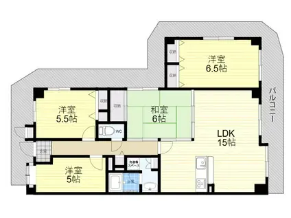 イトーピア枚岡公園 弐番館(4LDK/4階)の間取り写真