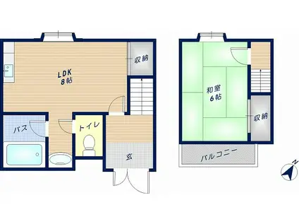サンライフクローバー(1LDK/2階)の間取り写真