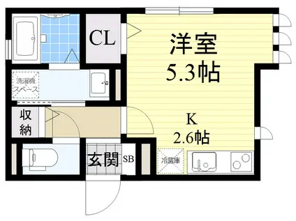 H&B 吉田(ワンルーム/3階)の間取り写真