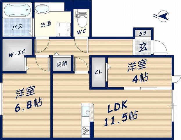ロイヤルMAEDA2(2LDK/1階)の間取り写真