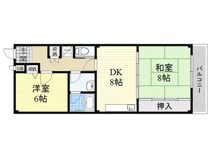 グリーンフォレスト2(2DK/2階)の間取り写真