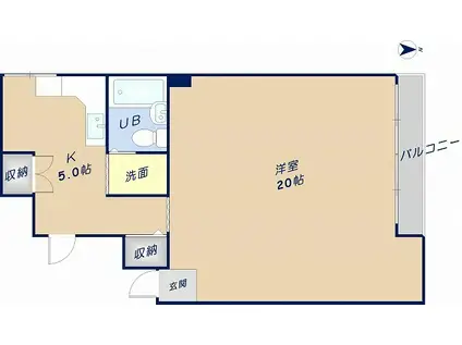 ダイヤモンドキープビル(1K/2階)の間取り写真
