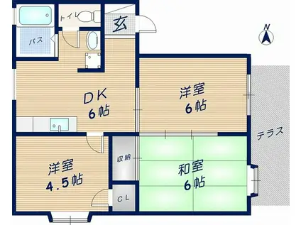 ベネルックスOOSTEN(3DK/2階)の間取り写真