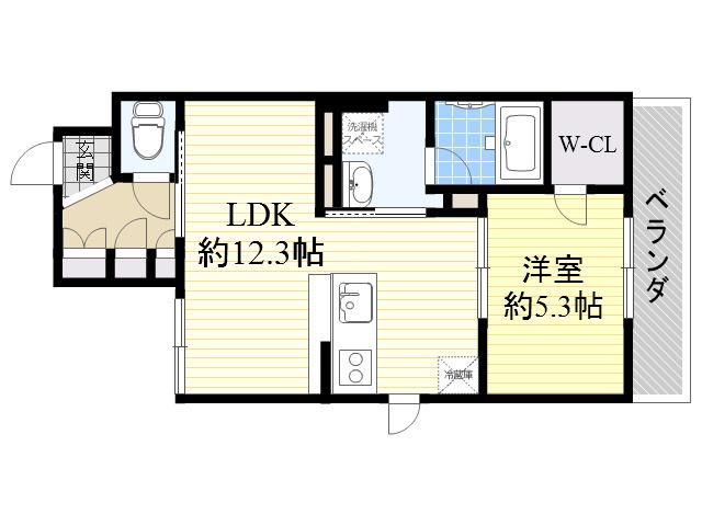 シャーメゾン菱屋東(1LDK/1階)の間取り写真
