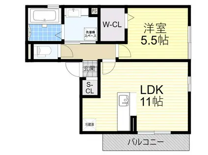 レスペランス B棟(1LDK/2階)の間取り写真