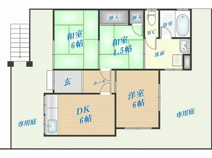 近鉄けいはんな線 新石切駅 徒歩7分 1階建 築56年(3DK)の間取り写真