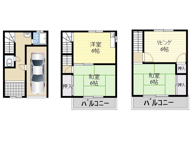 近鉄けいはんな線 新石切駅 徒歩24分 3階建 築42年(3DK)の間取り写真