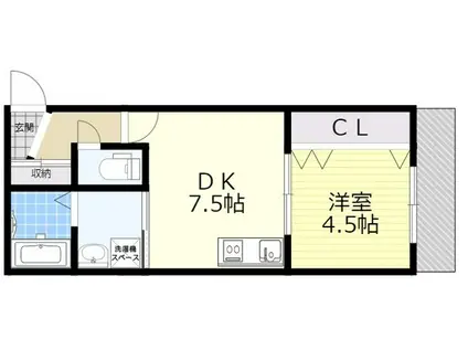 GRADITO花園(1DK/3階)の間取り写真