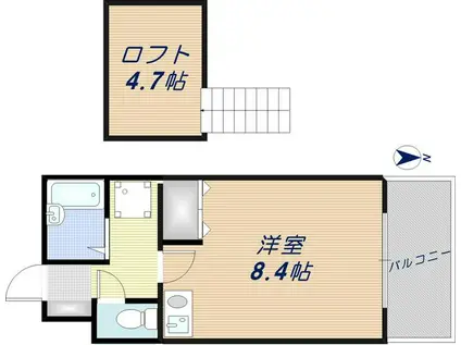 ハイツHRK(ワンルーム/2階)の間取り写真
