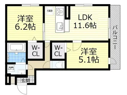 NUKATA COLN M(2LDK/2階)の間取り写真