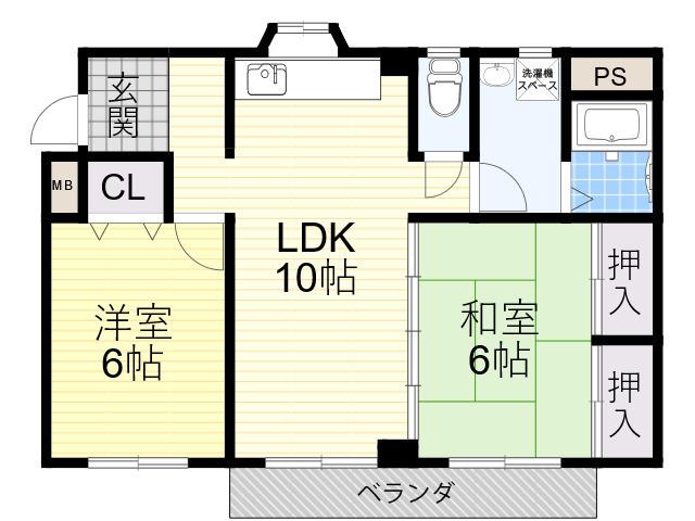ハピネス2000(2LDK/2階)の間取り写真