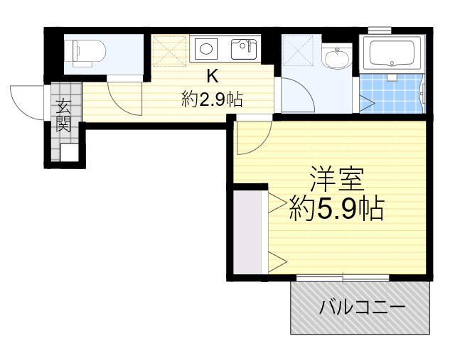 ALEGRIA東花園(1K/3階)の間取り写真