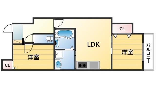 荒本フラワーレジデンス(2LDK/2階)の間取り写真