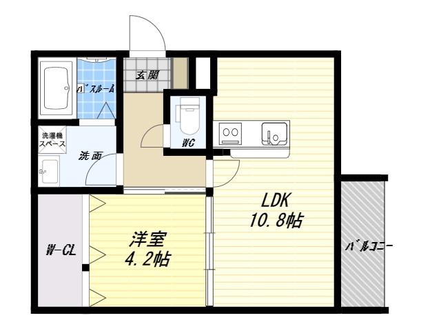 GARDEN HILL 瓢箪山(1LDK/2階)の間取り写真