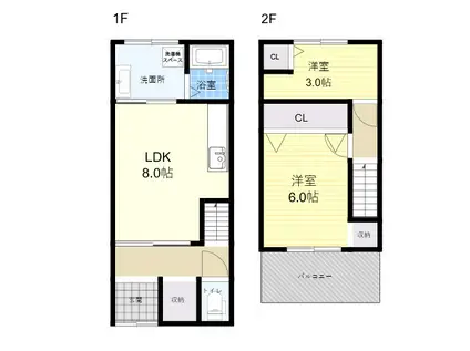 六万寺町2丁目テラス(2DK)の間取り写真