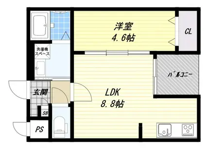 GRACIAS COURT 瓢箪山(1LDK/1階)の間取り写真