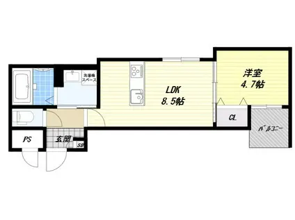 GRACIAS COURT 瓢箪山(1LDK/2階)の間取り写真