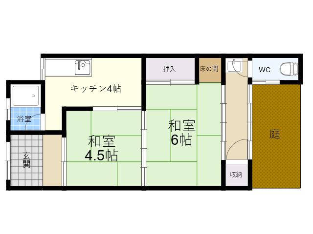 南四条町連棟平屋(2K)の間取り写真
