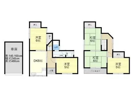 近鉄奈良線 瓢箪山駅(大阪) 徒歩24分 2階建 築46年(5DK)の間取り写真