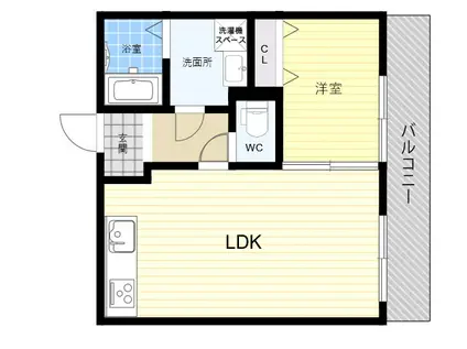 グロースコート枚岡駅前(1LDK/1階)の間取り写真