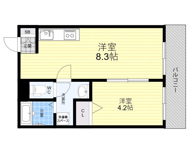 DIAS東石切(1LDK/1階)の間取り写真