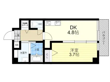 BRILLANTE東花園(1DK/6階)の間取り写真