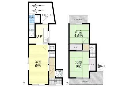 近鉄奈良線 河内花園駅 徒歩14分 2階建 築52年(3DK)の間取り写真