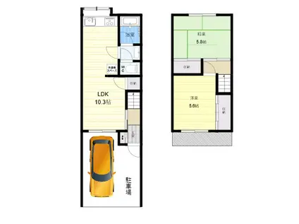 上六万寺町8-14テラス(2LDK)の間取り写真