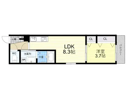シエーナ若江岩田(1LDK/2階)の間取り写真