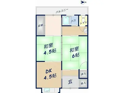 東大阪市旭町文化(2DK)の間取り写真