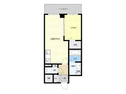 VITA荒本(1LDK/11階)の間取り写真