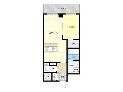 VITA荒本(1LDK/10階)の間取り写真