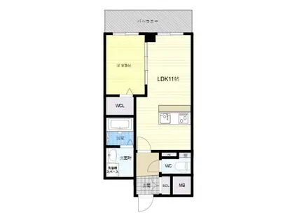 VITA荒本(1LDK/4階)の間取り写真