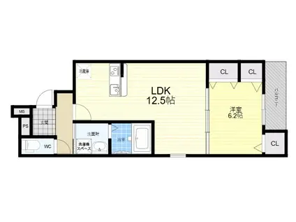 フジパレス鴻池新田Ⅴ番館(1LDK/1階)の間取り写真