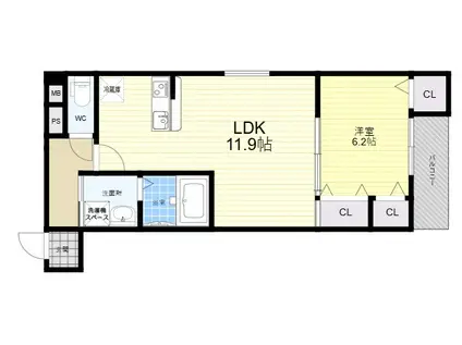 フジパレス鴻池新田Ⅴ番館(1LDK/1階)の間取り写真