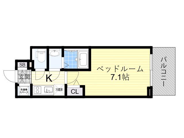CION OSAKA イースト GATE(1K/7階)の間取り写真