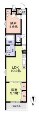 フォレストクリエオーレ枚岡壱番館(1SLDK/1階)の間取り写真