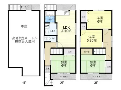 近鉄けいはんな線 荒本駅 徒歩13分 3階建 築44年(4LDK)の間取り写真