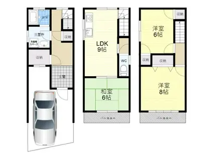 近鉄奈良線 若江岩田駅 徒歩20分 3階建 築31年(3SLDK)の間取り写真