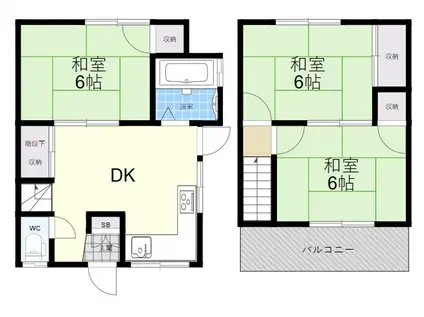 東大阪市河内町テラス(3DK)の間取り写真