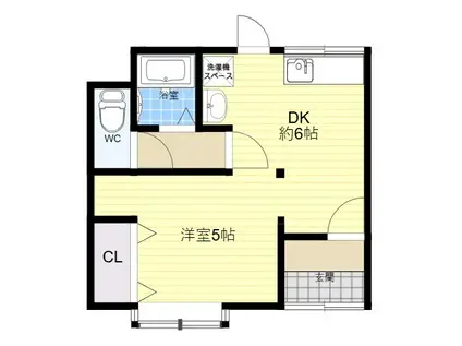 東大阪市昭和町テラス(1DK)の間取り写真